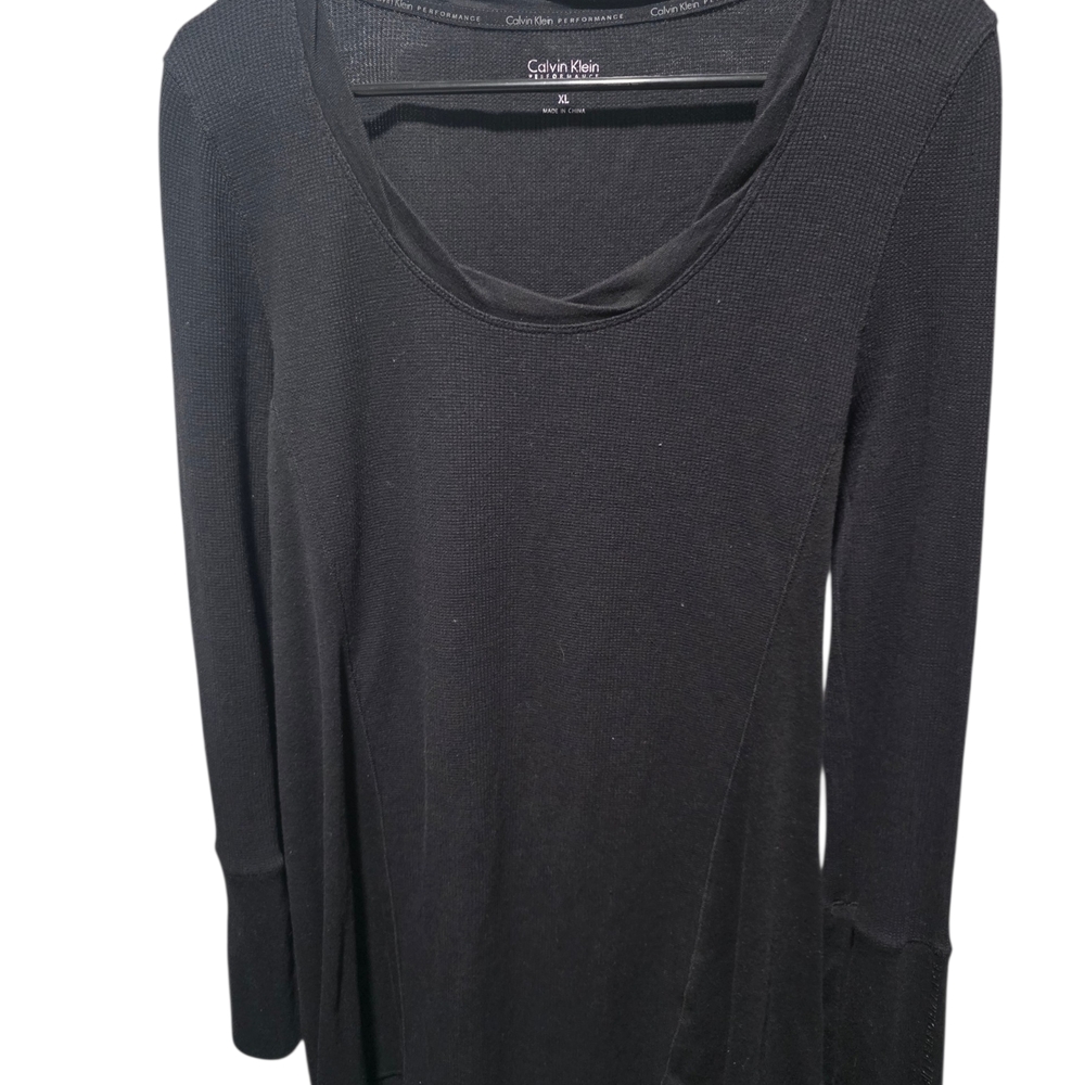 Calvin Klein Black Scoop Neck Long Sleeve Top